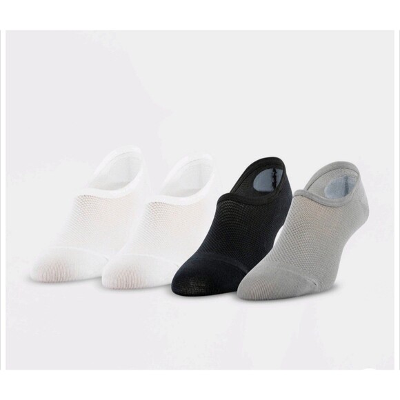 Peds No Show Mid Cut Socks 4 Pack White/Black/Gray Medium 5-10 - Picture 1 of 3